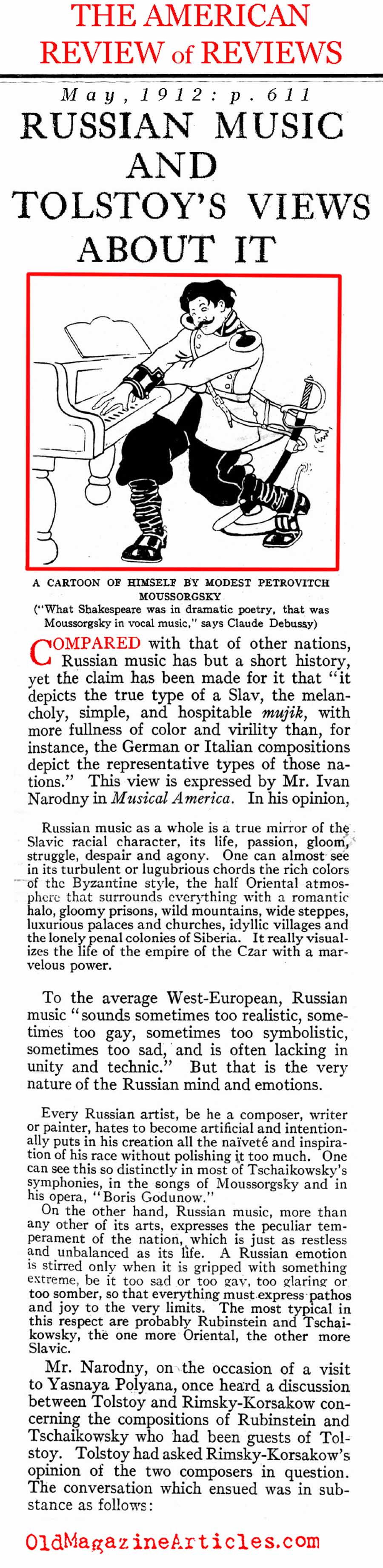 Russian Composers Preferred by Rimsky-Korsakov  (Review of Reviews, 1912)